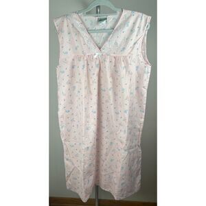Vintage Pink Floral Night gown Cottage core Nightdress Pajamas Country L